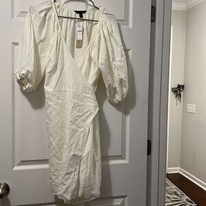 Cream linen wrap dress